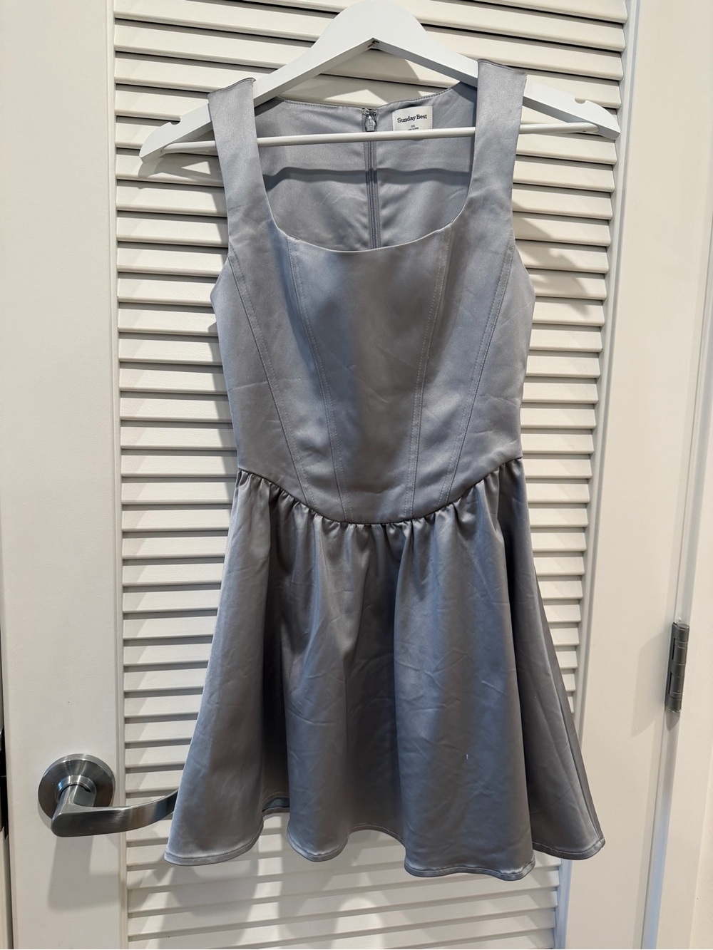 Aritzia Sunday Best Septor Satin Dress Cool Lagoon Grey Size 00